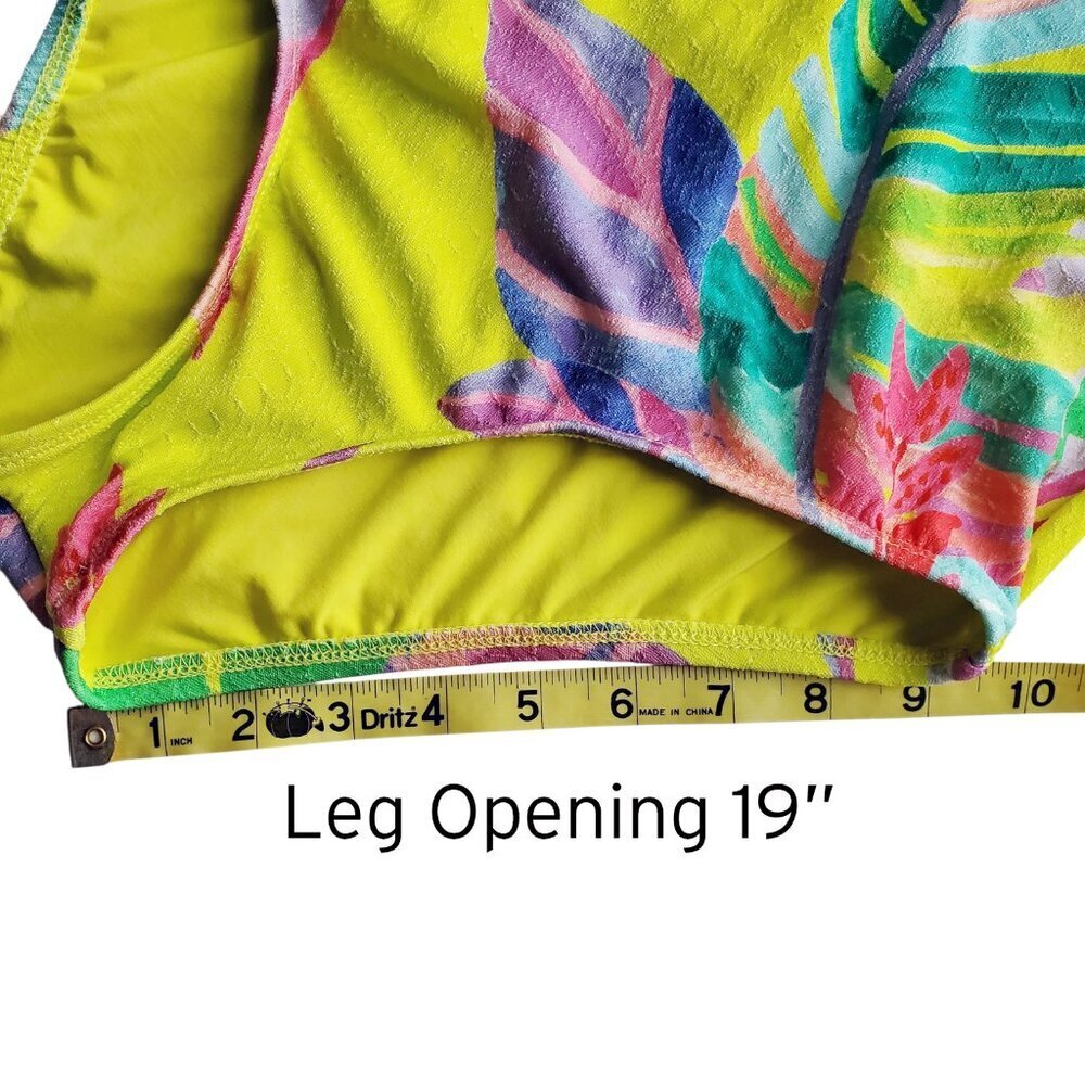 Becca Rebecca Virtue Costa Bella Yellow Tropical Print Plunge One Piece Swimsuit - Picture 14 of 16